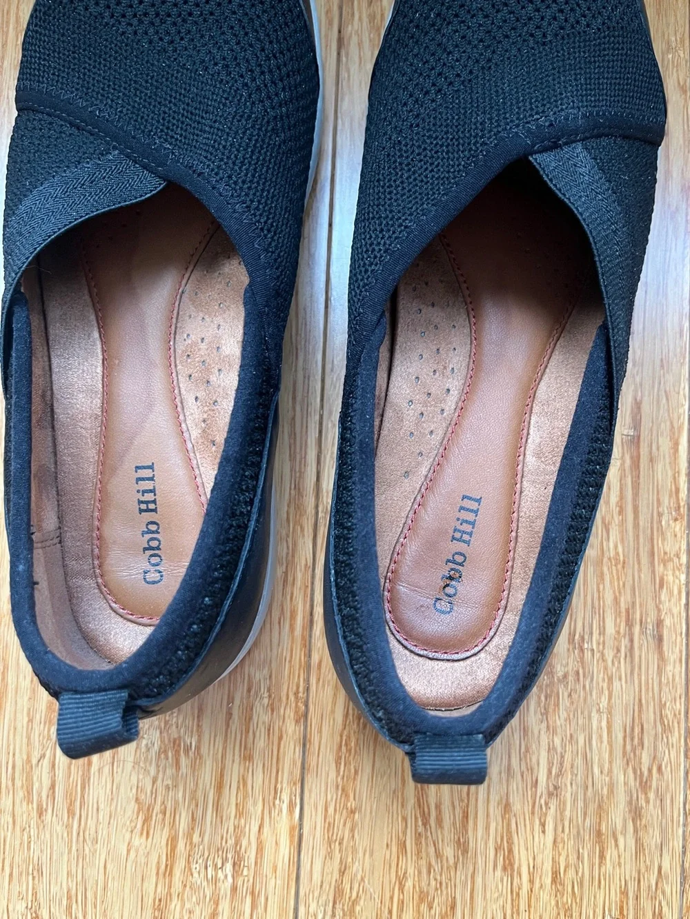 Women’s Cobb Hill Penfield Envelope Slip On Black Shoes Woven Mesh Stretch 8.5 M